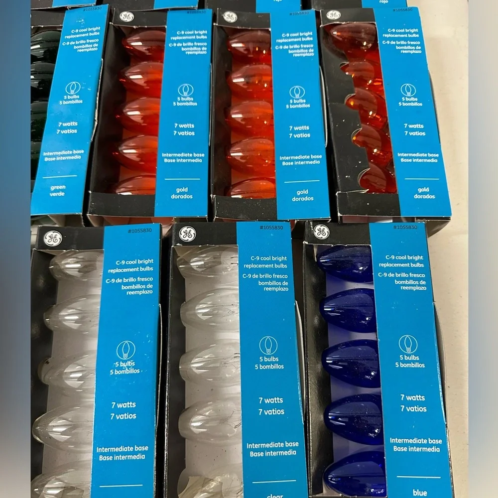 Lot of 255 GE C-9 Replacement Holiday Light Bulbs - Intermediate Base